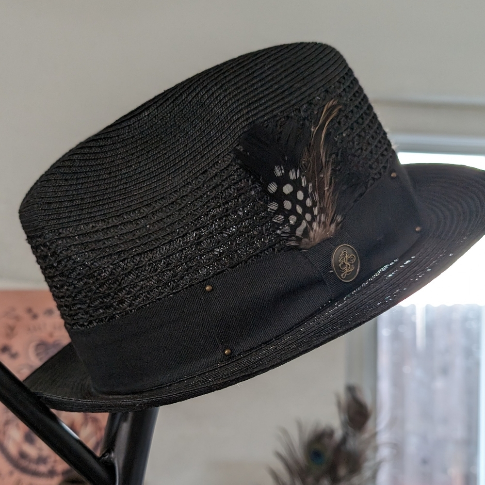 Steven Land Metropolitan Collection Straw Fedora Black Size Large Never Worn